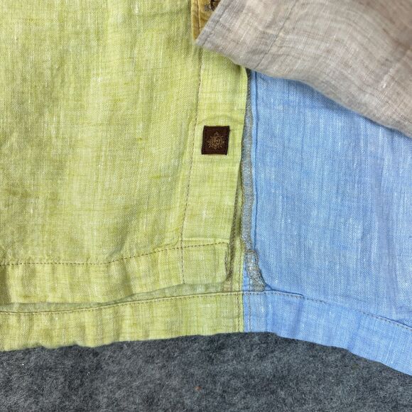 Territory‎ Ahead Shirt Mens XLT Multicolored Colorblock Linen Short Sleeve Patch - Picture 7 of 14